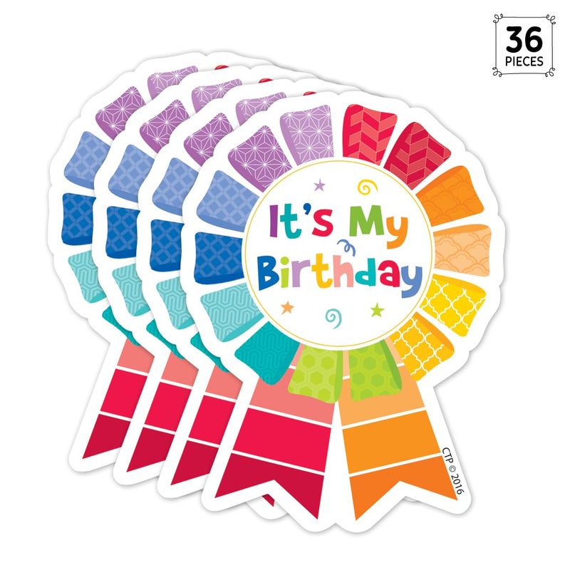 Creative Teaching Press CTP Painted Palette Happy Birthday Badge, Set of 36, 3" x 3 .5" Each (Creative Teaching Press 1066) - Image 2